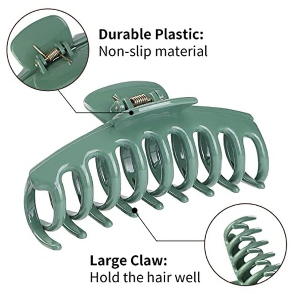 Large 4.3 Inch Hair Claw Clips 12 Pack Durable Plastic Barrettes - Picture 4 of 8